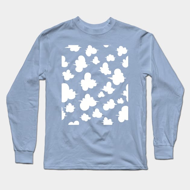Happy Fluffy Clouds Pattern Long Sleeve T-Shirt by SubtleSplit